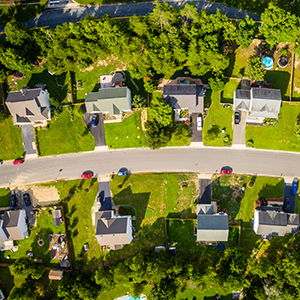 aerial view of neighborhood with houses